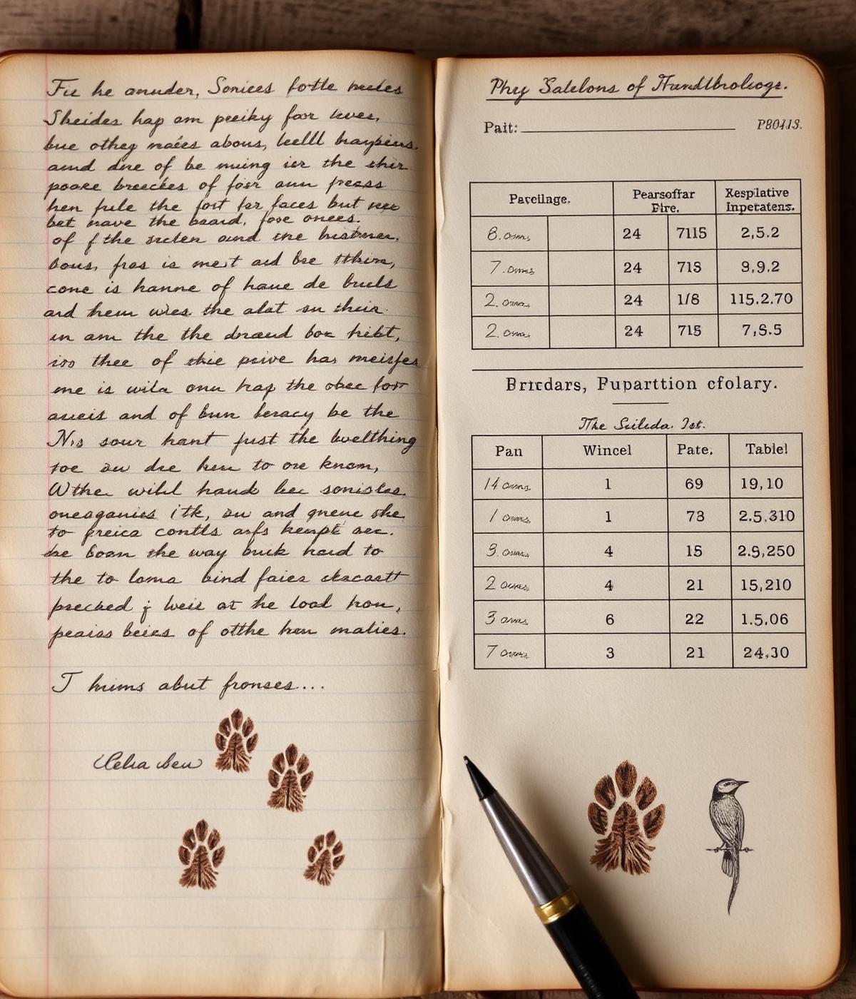 Notebook full of research notes and observations